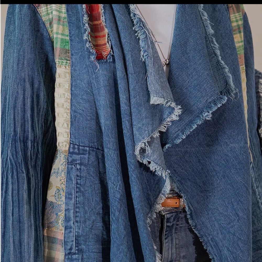 Young Threads Patchwork Denim Jacket with Ruffle Hem - Picture 4 of 6